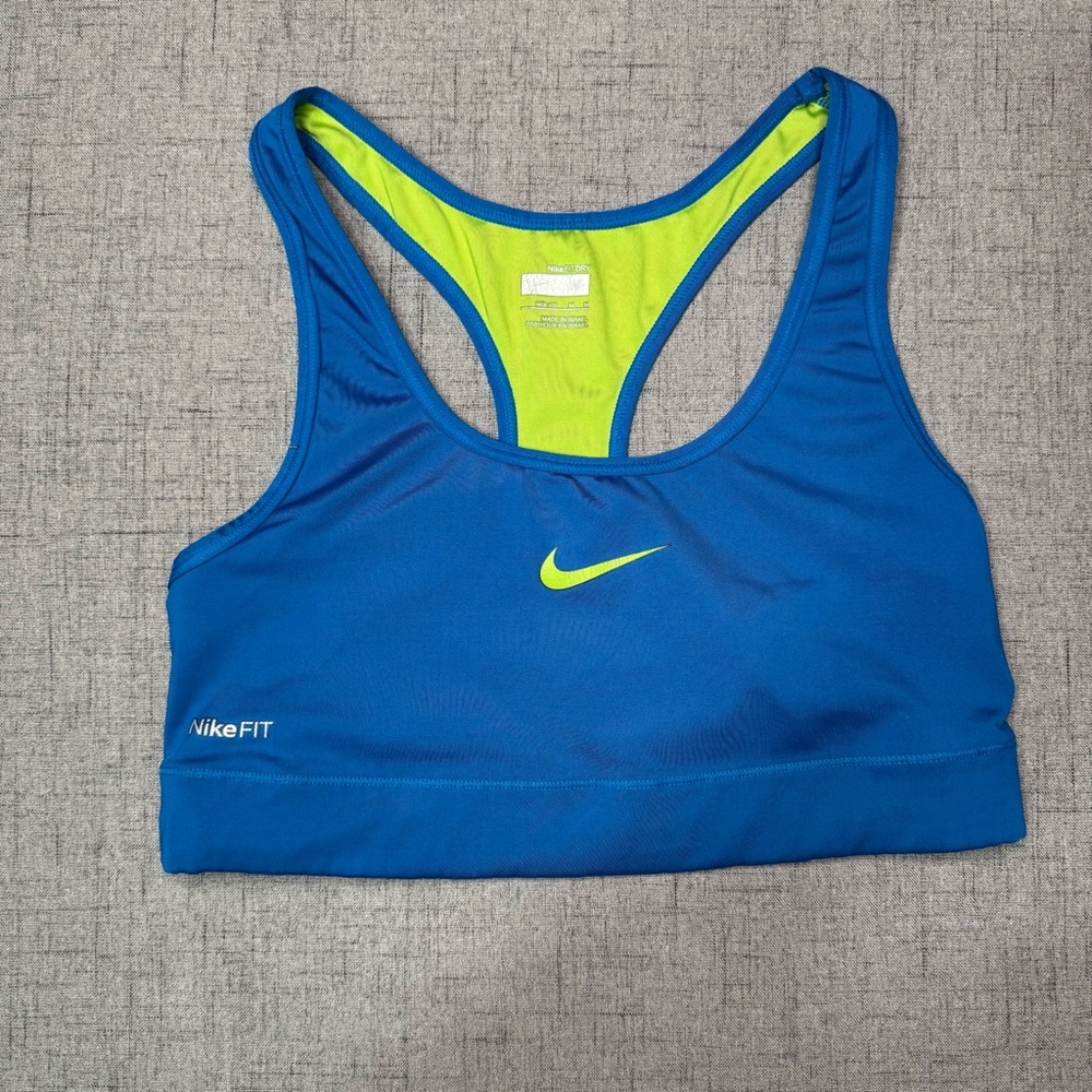 Nike Sports Bra Blue & Green Size Medium - Picture 2 of 6